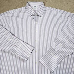 Brooks Brothers Shirt Mens 17-33 Regent Fit Non-Iron French Cuffs Purple White